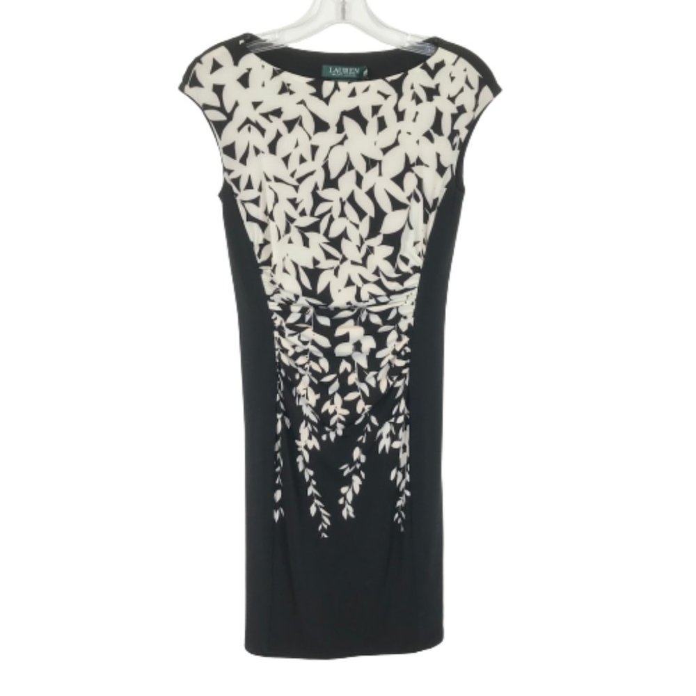 NWT Womens Size 0 Lauren Ralph Lauren Ruched Bodice Stretch Jersey Dress
